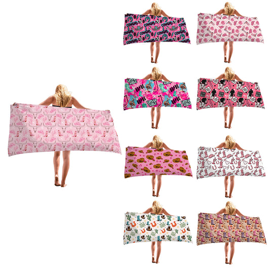 Western Style Cowgirl Series Beach Towel  (MOQ:1pcs per design)