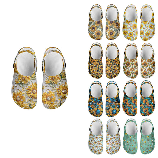 Western Style Sunflower Series Crocs Shoes  (MOQ:1pcs per design)