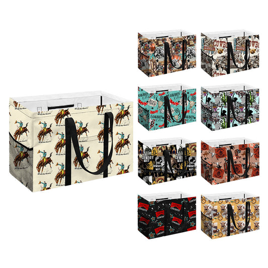 Western Style Cowboy Series Grocery Storage Tote Bag (MOQ:1pc per design)