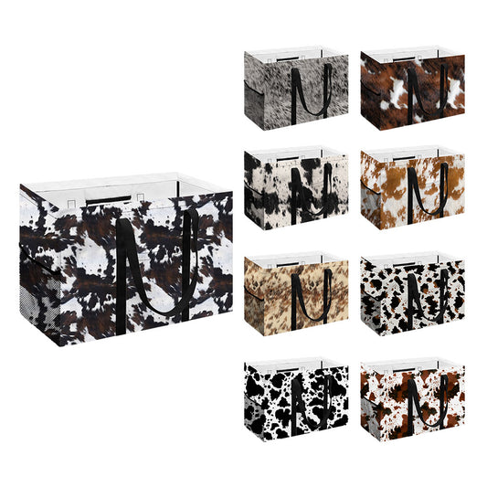 Western Style Cowhide Series Grocery Storage Tote Bag (MOQ:1pc per design)