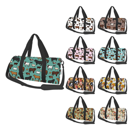 Western Style Teal Cattle Series Sport Travel Bag (MOQ: 1pc per design)
