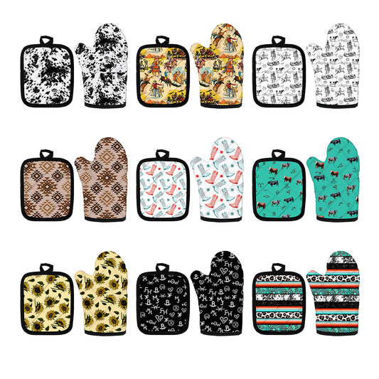 Western Style Baby sheet Heat-Resistant Oven Mitts and Pot Holder (MOQ:1pc per design)