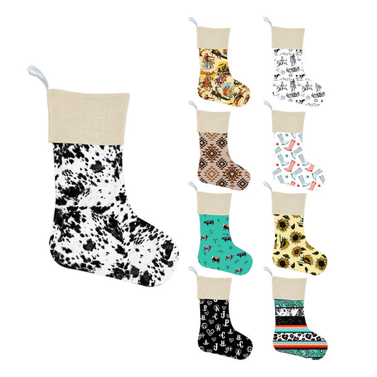 Western Style Christmas Stockings for Holiday Party Decoration (MOQ: 1pc per design)