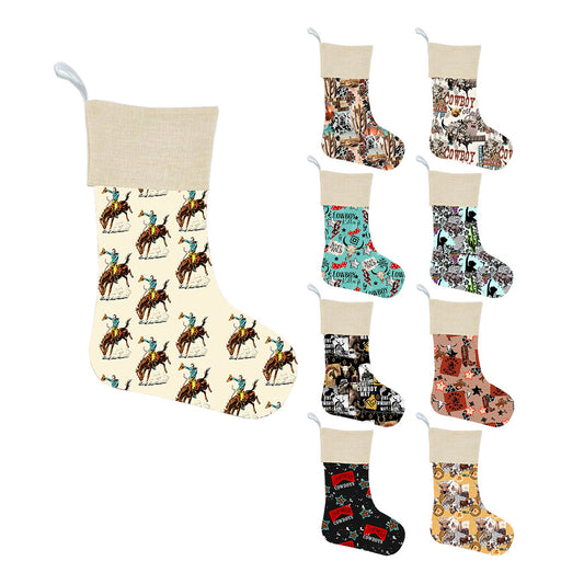 Western Style Cowboy Series Christmas Stockings for Holiday Party Decoration (MOQ: 1pc per design)