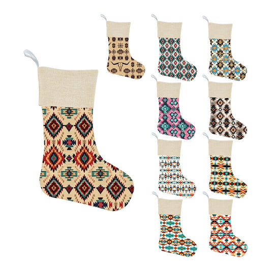 Western Style Aztec Series Christmas Stockings for Holiday Party Decoration (MOQ: 1pc per design)