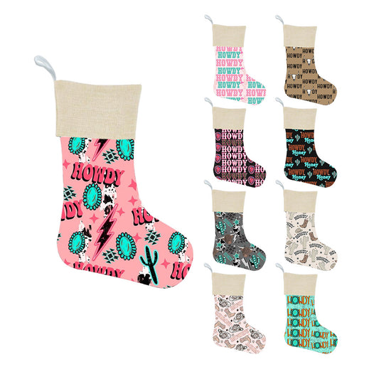 Western Style Howdy Series Christmas Stockings for Holiday Party Decoration (MOQ: 1pc per design)